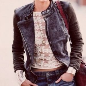 free people jacket with faux leather trim